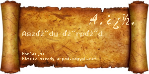Aszódy Árpád névjegykártya