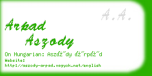 arpad aszody business card